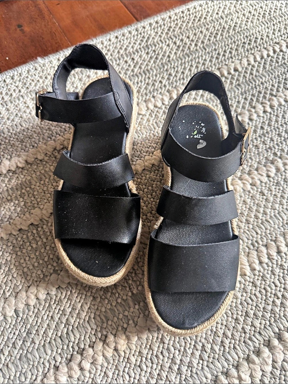 Dr. Scholl's Once Twice Espadrille Platform Wedge Sandal Black Platform